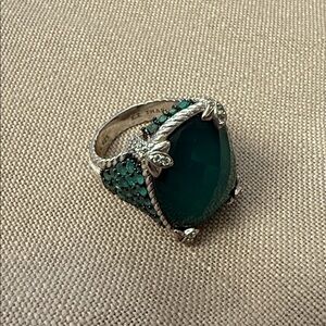 Judith Ripka silver sterling silver chalcedony emerald ring, size 7
